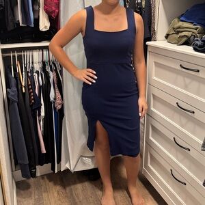 Lulu's Navy Blue Midi Dress